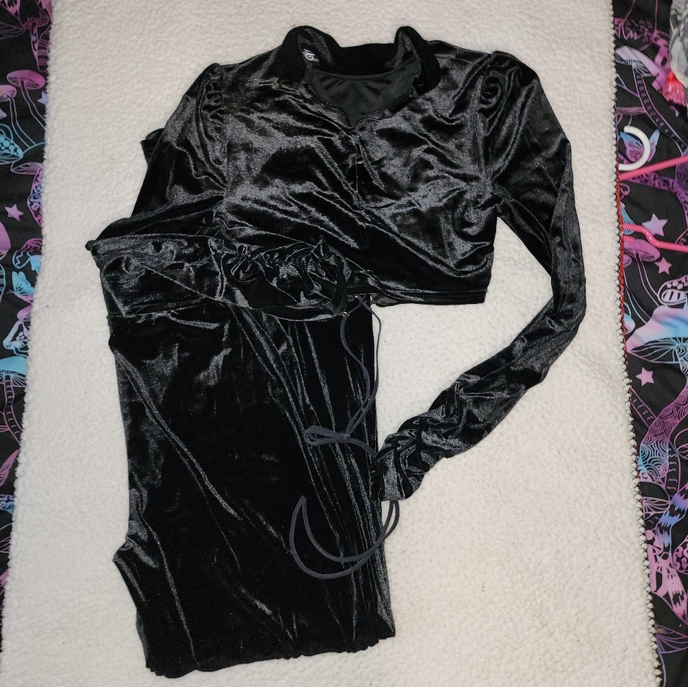 NWT Dolls Kill Sexy , Soft Velor Crop Top And Pant Set - Picture 3 of 9